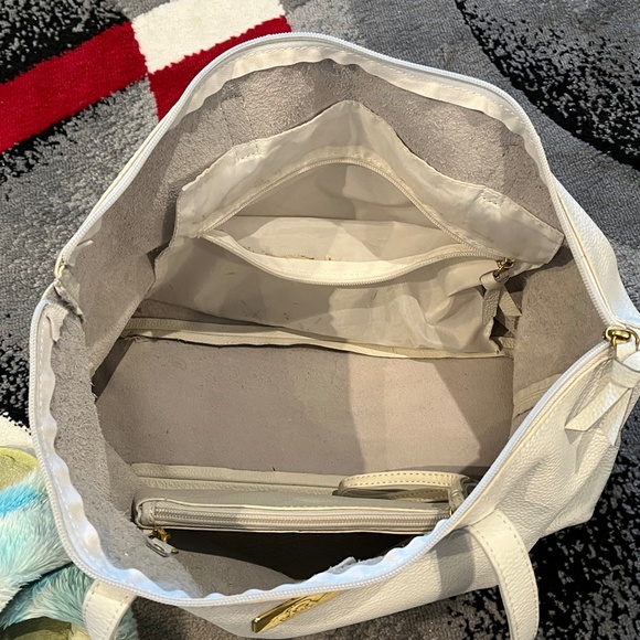 Joy Mangano Clothes It All White Textured Leather Top Handle zip Closure Purse - Picture 15 of 16